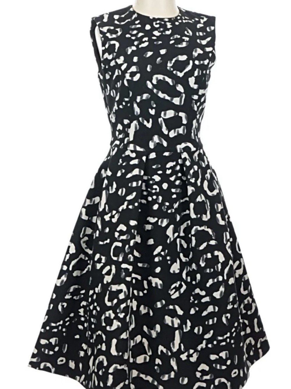 H&M Black and White Sleeveless Fit-and-Flare Dress